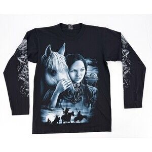 Rock Eagle Shirt Adult Medium Black Native American Aztec All Over print